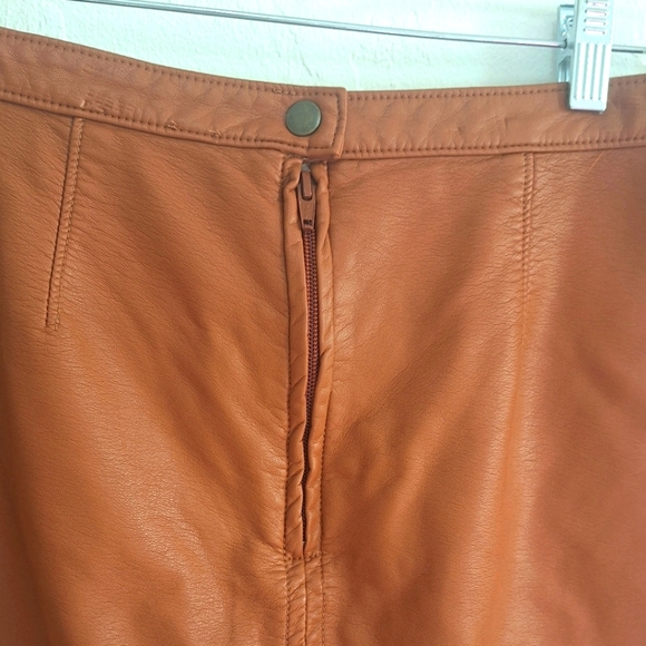Free People Midnight Magic Faux Leather Cognac Brown Belted Women's Mini Skirt 8 - Picture 3 of 8